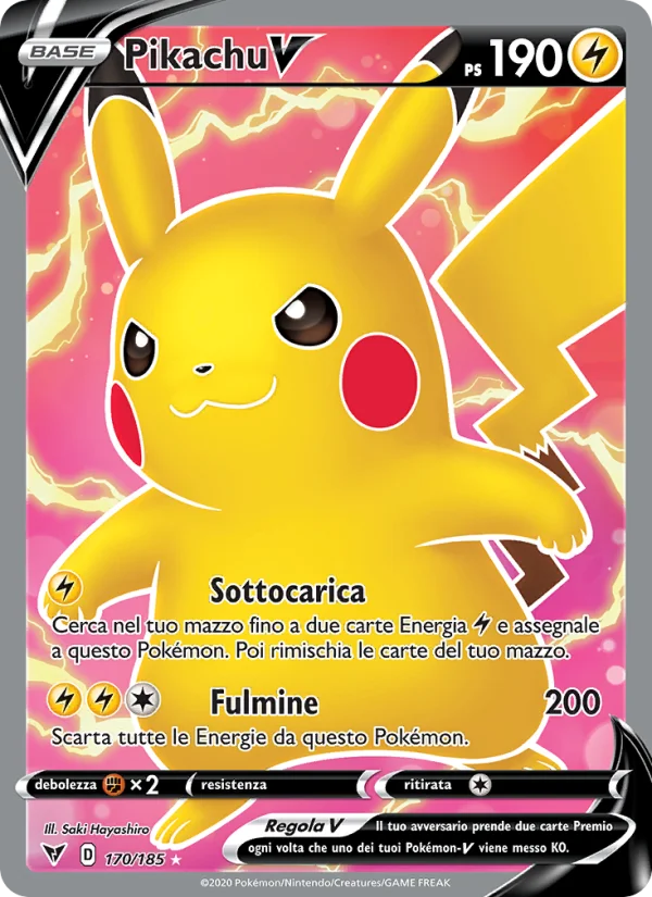 Pikachu V Voltaggio Sfolgorante carta Pokémon italiana UR