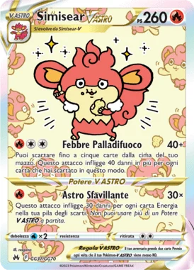 Simisear V ASTRO Zenit Regale carta Pokémon italiana GG